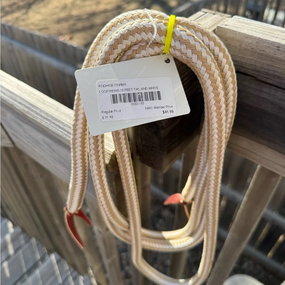 Clinton Anderson Tan & White Loop Reins 10 ft. - Picture 5 of 5